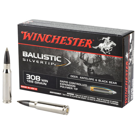 Winchester .308 Win / 7.62x51mm SBST308A Ballistic Silvertip Rapid Controlled Expansion Polymer Tip 168 Grain