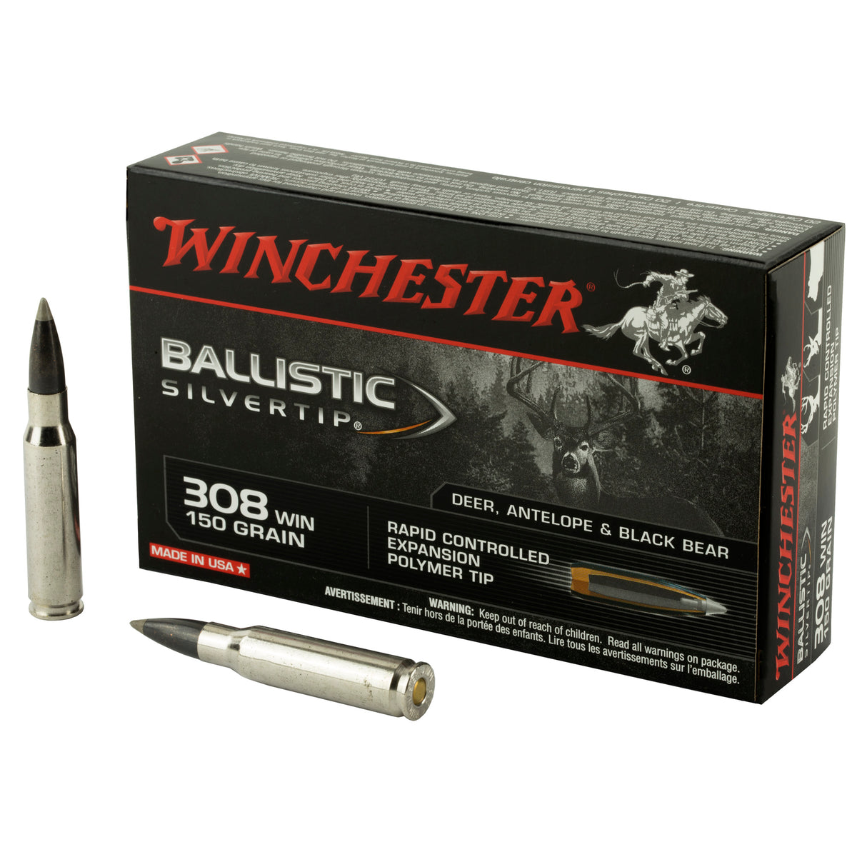 Winchester .308 Win / 7.62x51mm SBST308 Ballistic Silvertip Rapid Controlled Expansion Polymer Tip 150 Grain