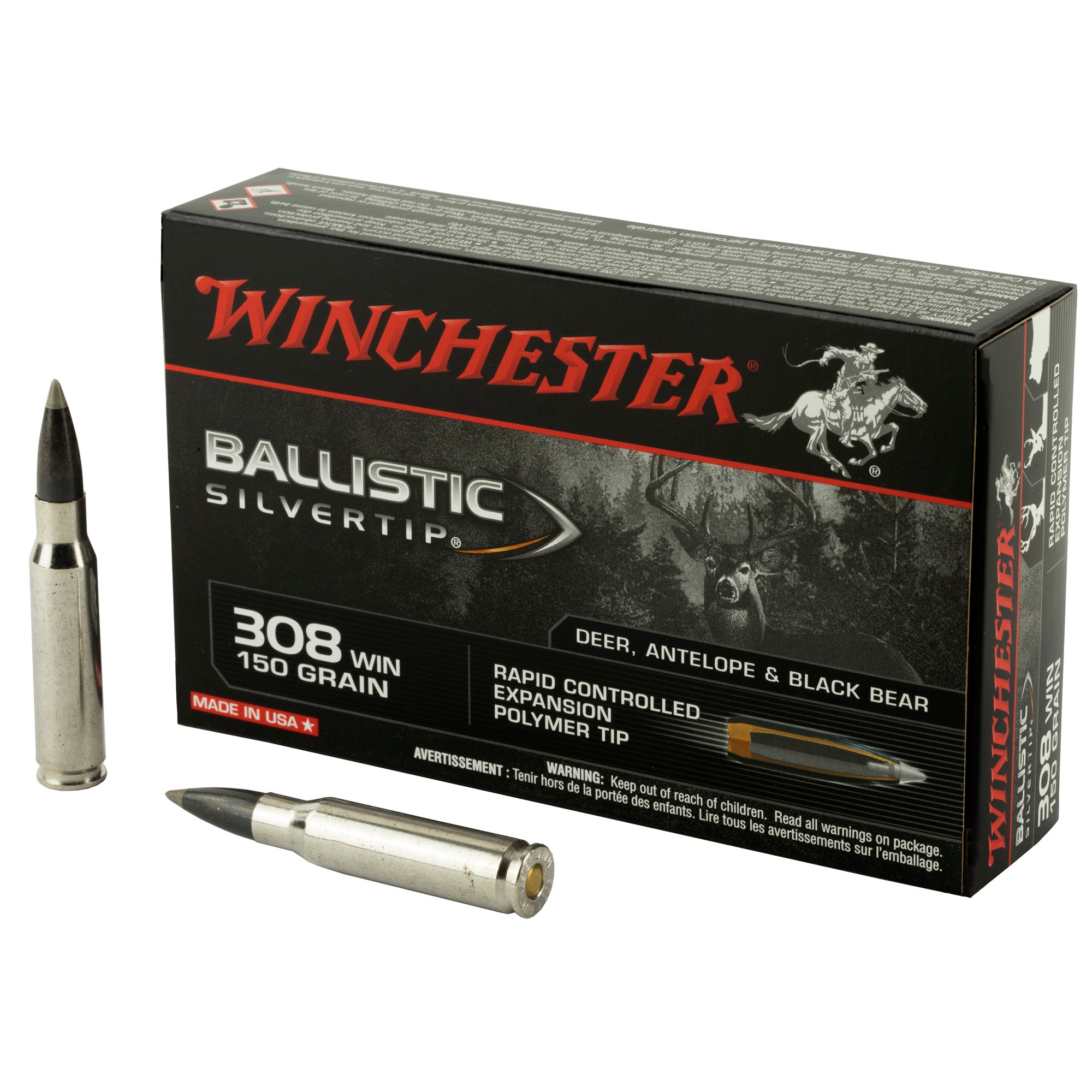 Winchester .308 Win / 7.62x51mm SBST308 Ballistic Silvertip Rapid Controlled Expansion Polymer Tip 150 Grain
