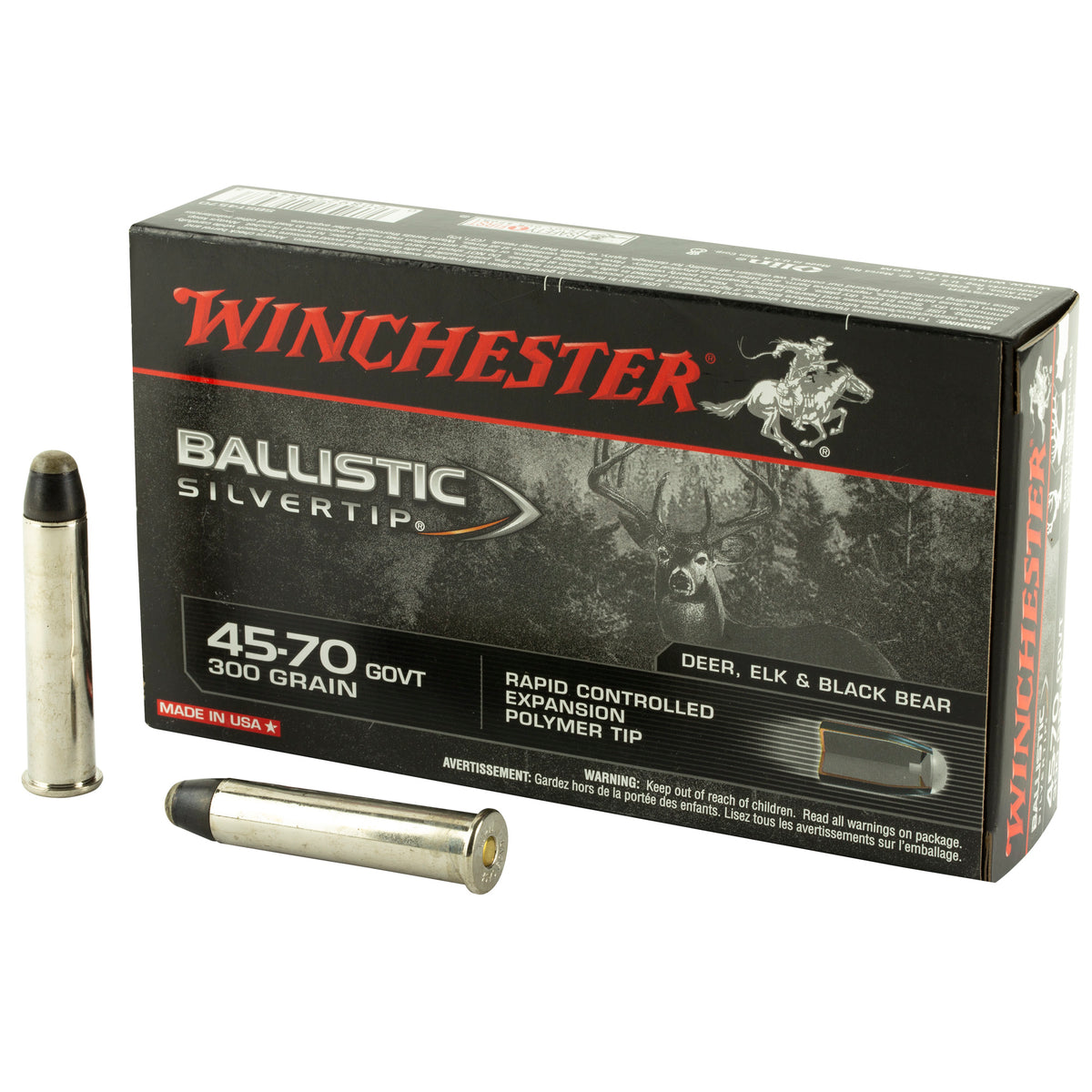 Winchester .45-70 Government SBST4570 Ballistic Silvertip Rapid Controlled Expansion Polymer Tip 300 Grain