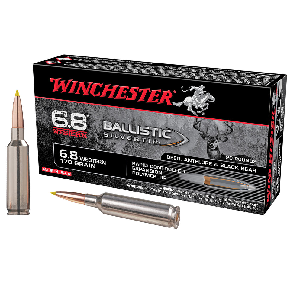 Winchester 6.8 Western SBST68W Ballistic Silvertip Rapid Controlled Expansion Polymer Tip 170 Grain