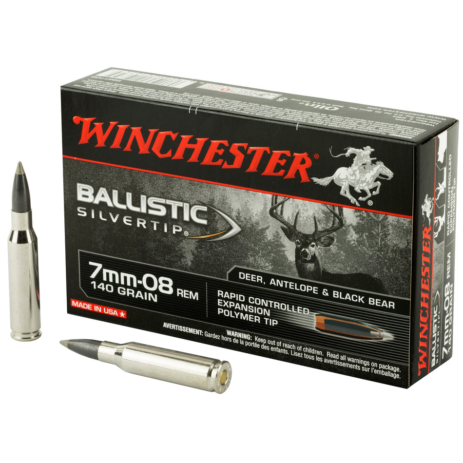 Winchester 7mm-08 Remington SBST708 Ballistic Silvertip Rapid Controlled Expansion Polymer Tip 140 Grain