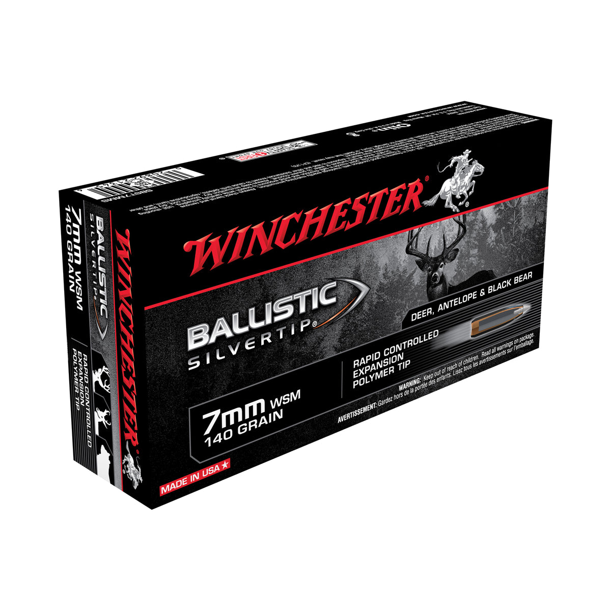 Winchester 7mm WSM SBST7MMS Ballistic Silvertip Polymer Tip PT 140 Grain