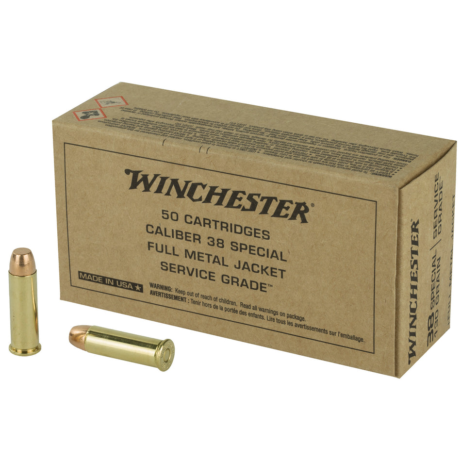 Winchester .38 Special SG38W Service Grade Full Metal Jacket Flat Nose FMJFN 130 Grain