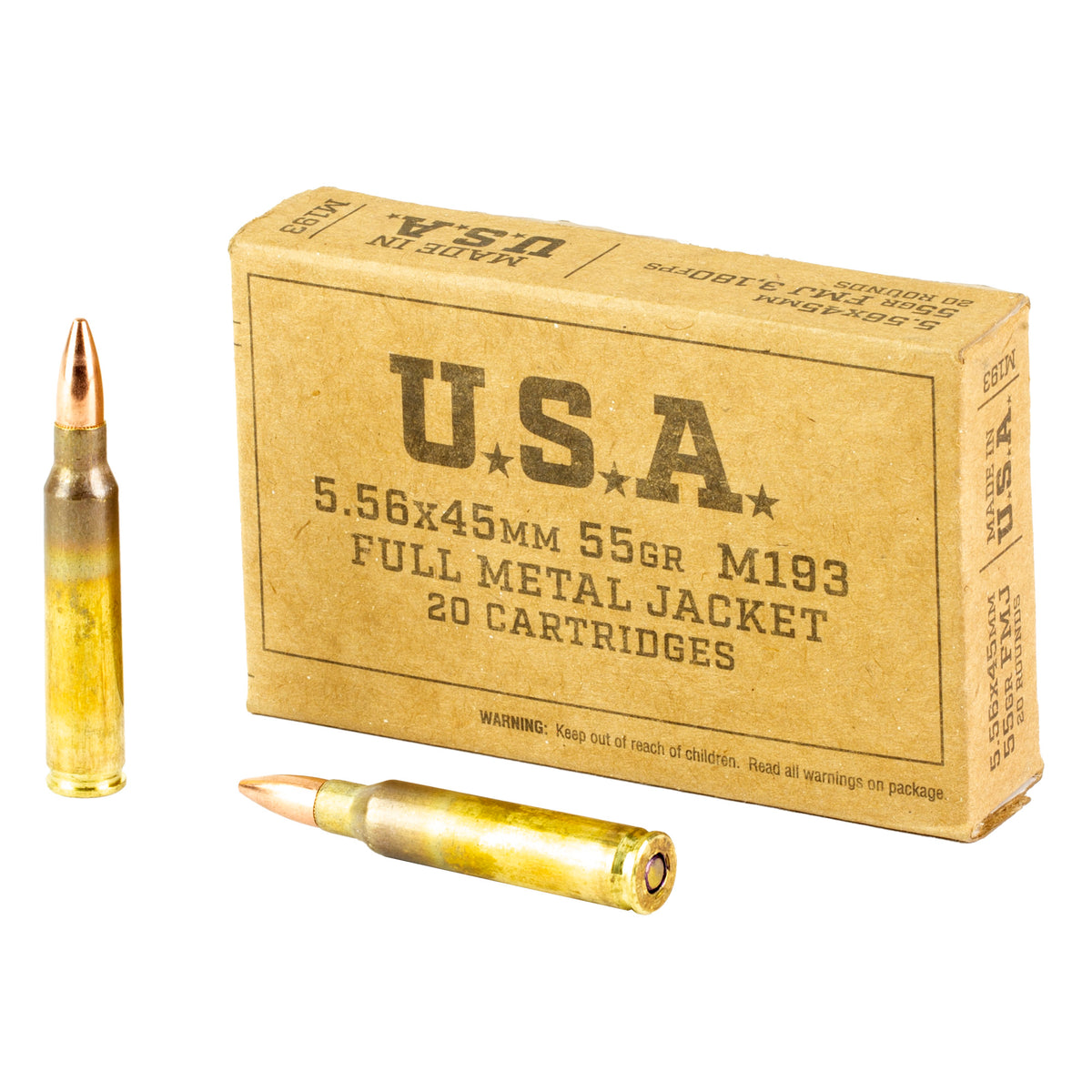Winchester 5.56x45mm NATO SGM193KW USA Full Metal Jacket FMJ 55 Grain