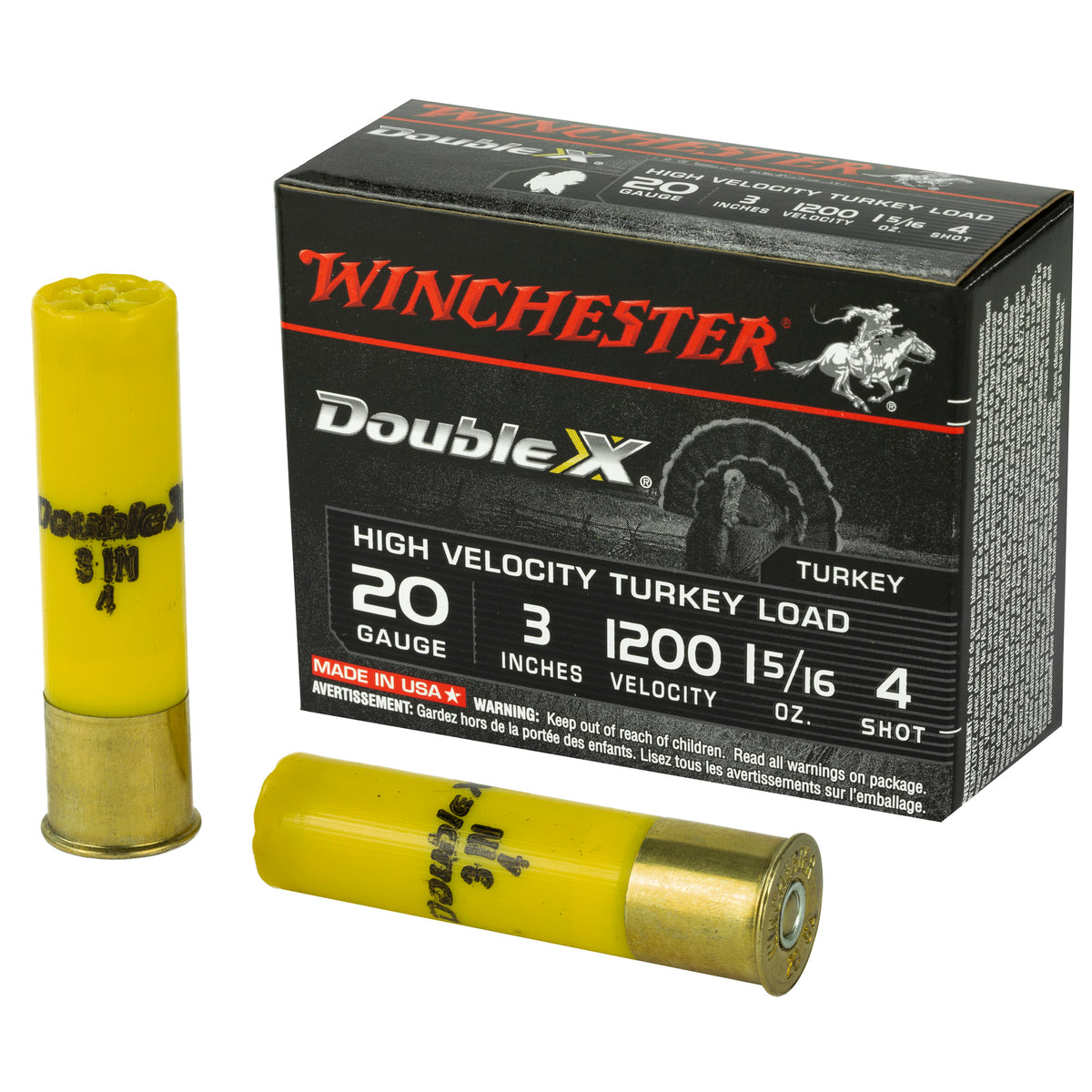 Winchester 20 Gauge STH2034 Double X High Velocity Turkey 3" 1-5/16oz 4 Shot
