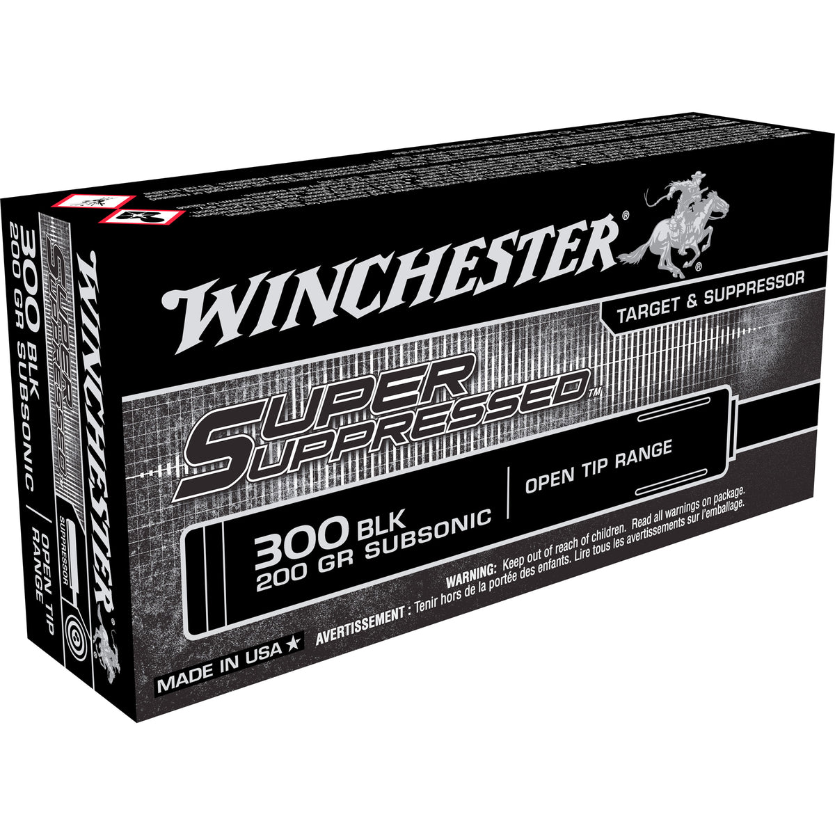 Winchester .300 AAC Blackout SUP300BLK Super Suppressed Open Tip Range 200 Grain