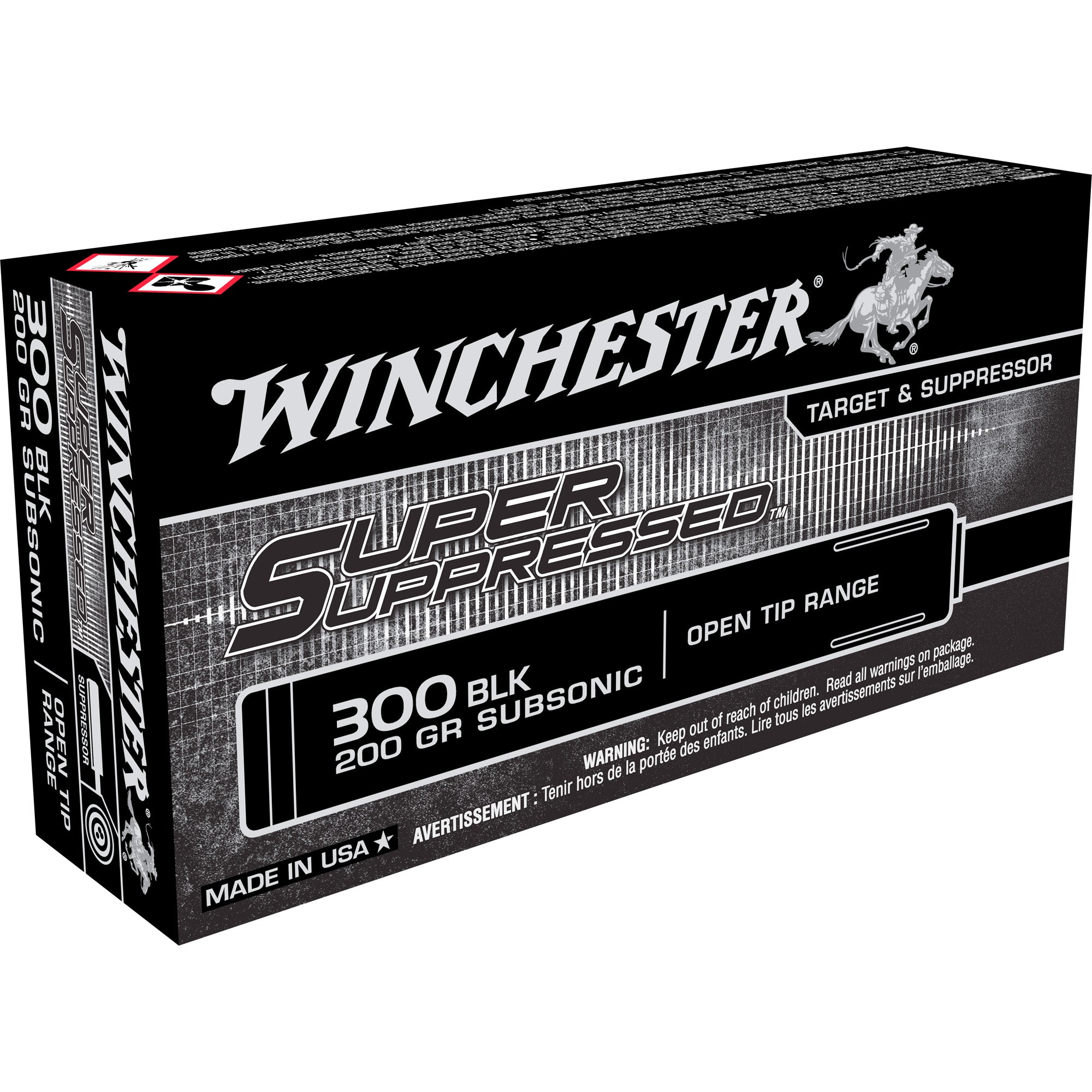 Winchester .300 AAC Blackout SUP300BLK Super Suppressed Open Tip Range 200 Grain