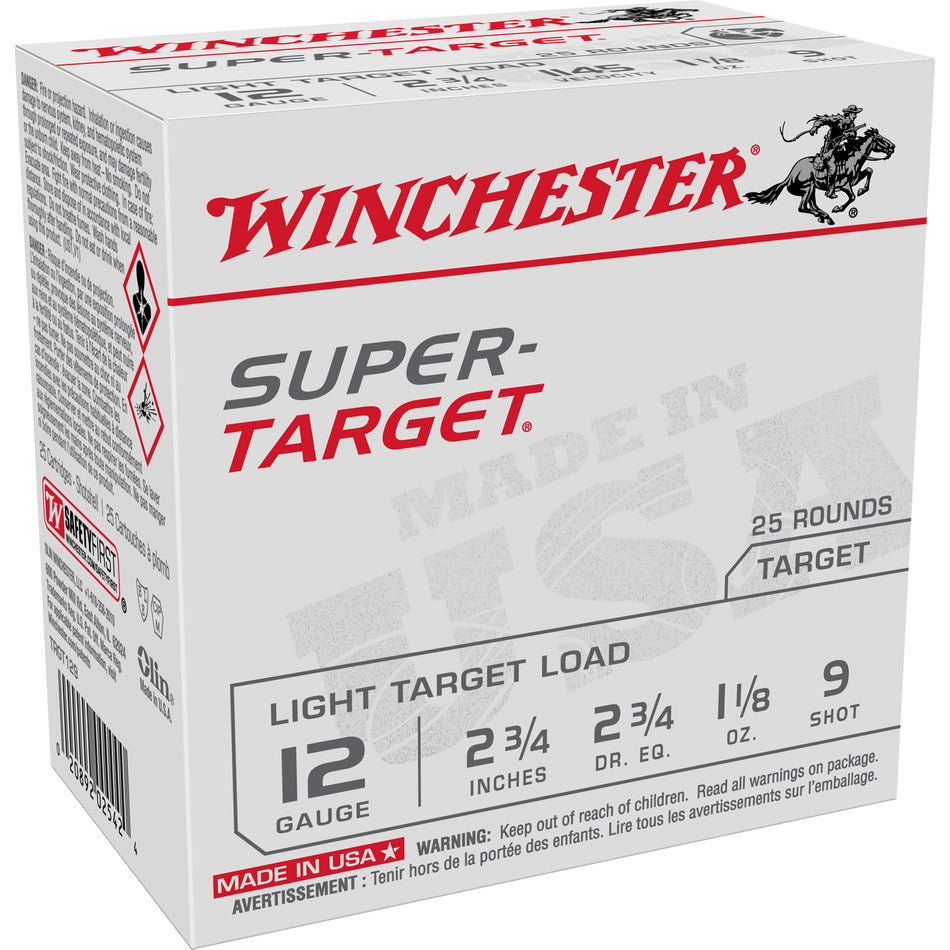 Winchester 12 Gauge TRGT129 Super-Target Light Target 2.75" 1-1/8oz 9 Shot