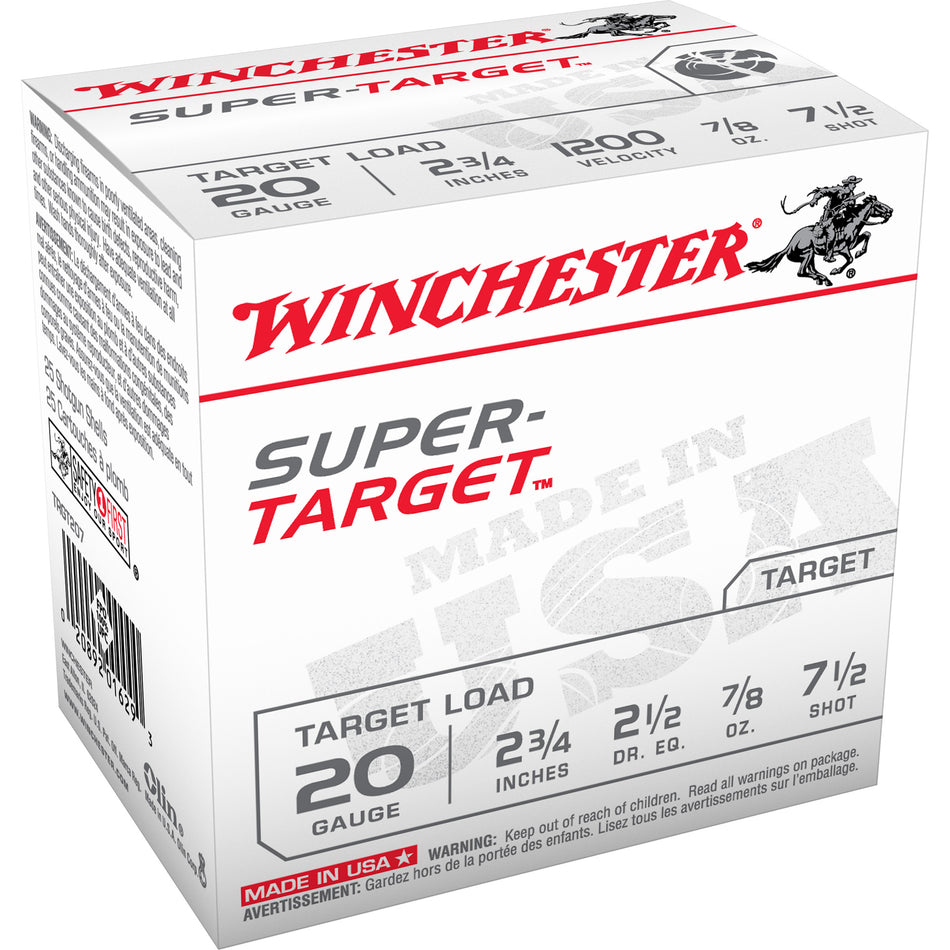 Winchester 20 Gauge TRGT207 Super-Target 020892016293 2.75" 7/8oz 7.5 Shot