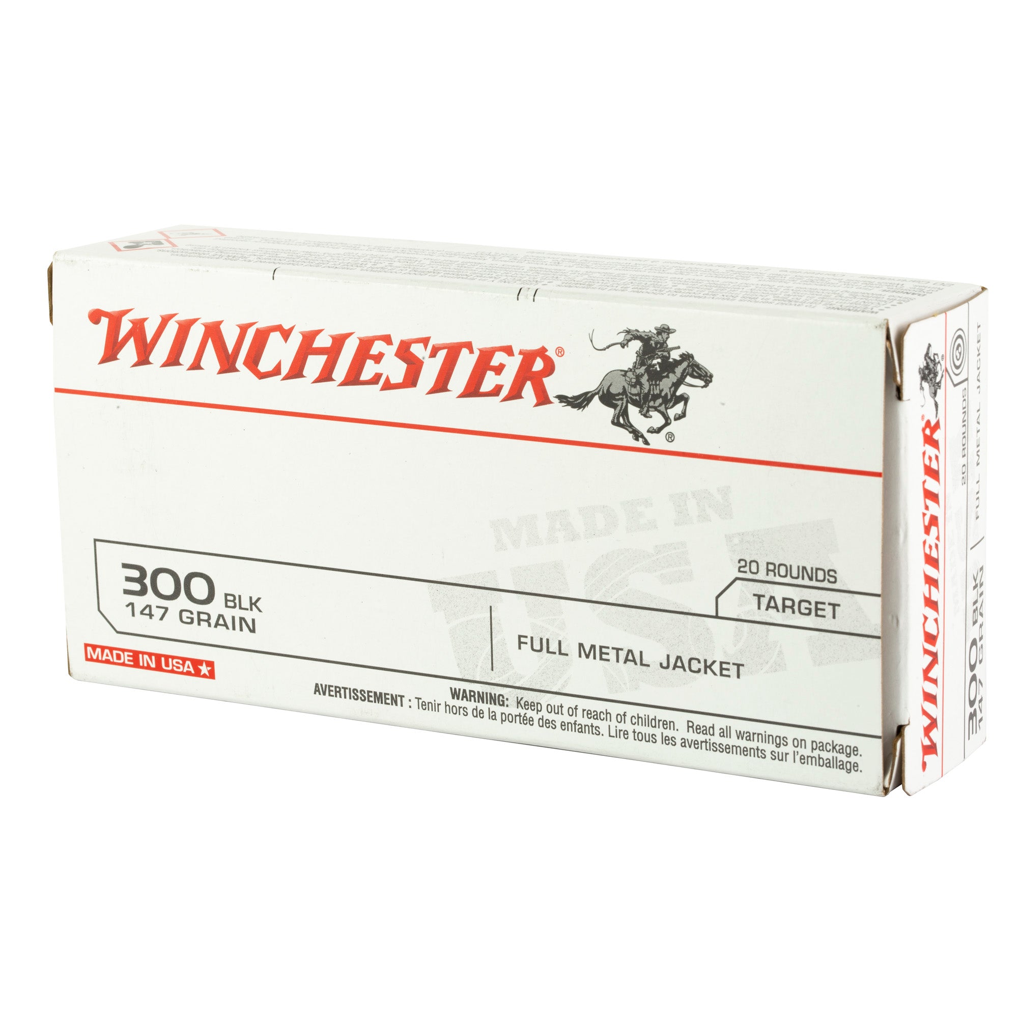Winchester .300 AAC Blackout USA300B147 USA Full Metal Jacket Open Tip 147 Grain