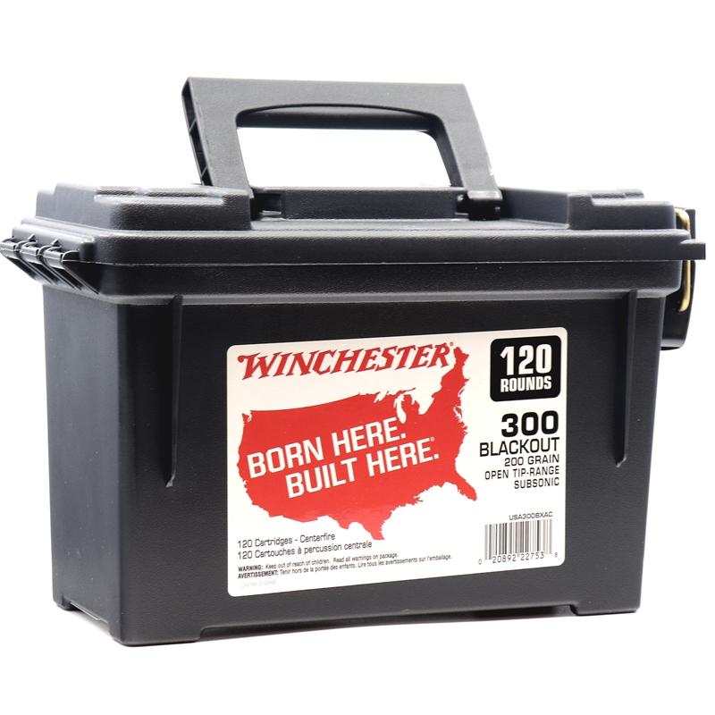 Winchester .300 AAC Blackout Rifle Ammo BORN HERE BUILT HERE Recreational Shooting Full Metal Jacket Open Tip FMJ 200 grain 