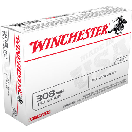 Winchester .308 Win / 7.62x51mm USA3081 USA WHITE BOX Full Metal Jacket FMJ 147 Grain