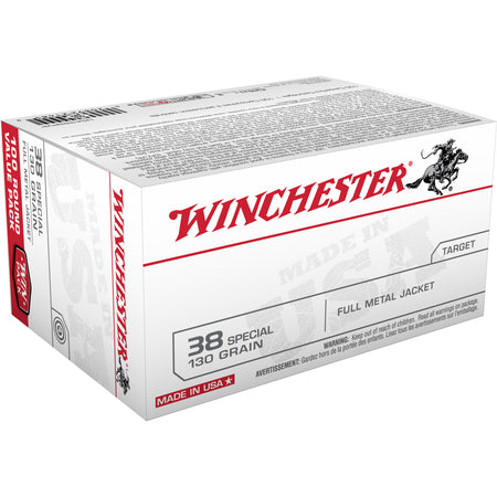 Winchester .38 Special USA38SPVP USA WHITE BOX TARGET Value Pack Full Metal Jacket FMJ 130 Grain