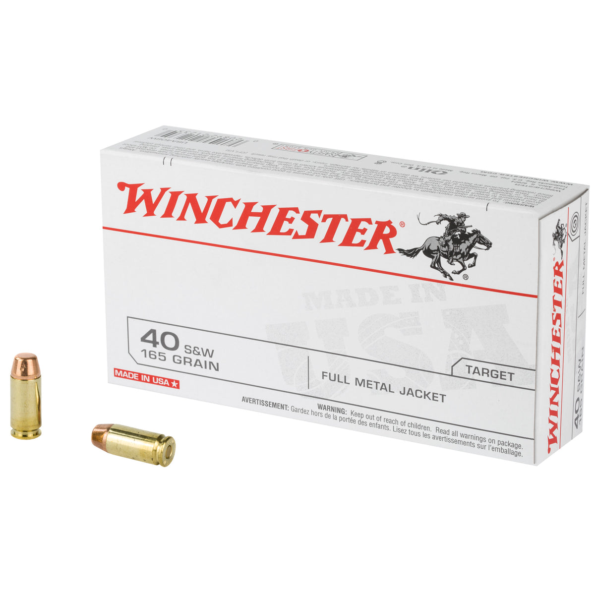 Winchester .40 S&W USA40SW USA Full Metal Jacket Flat Nose FMJFN 165 Grain