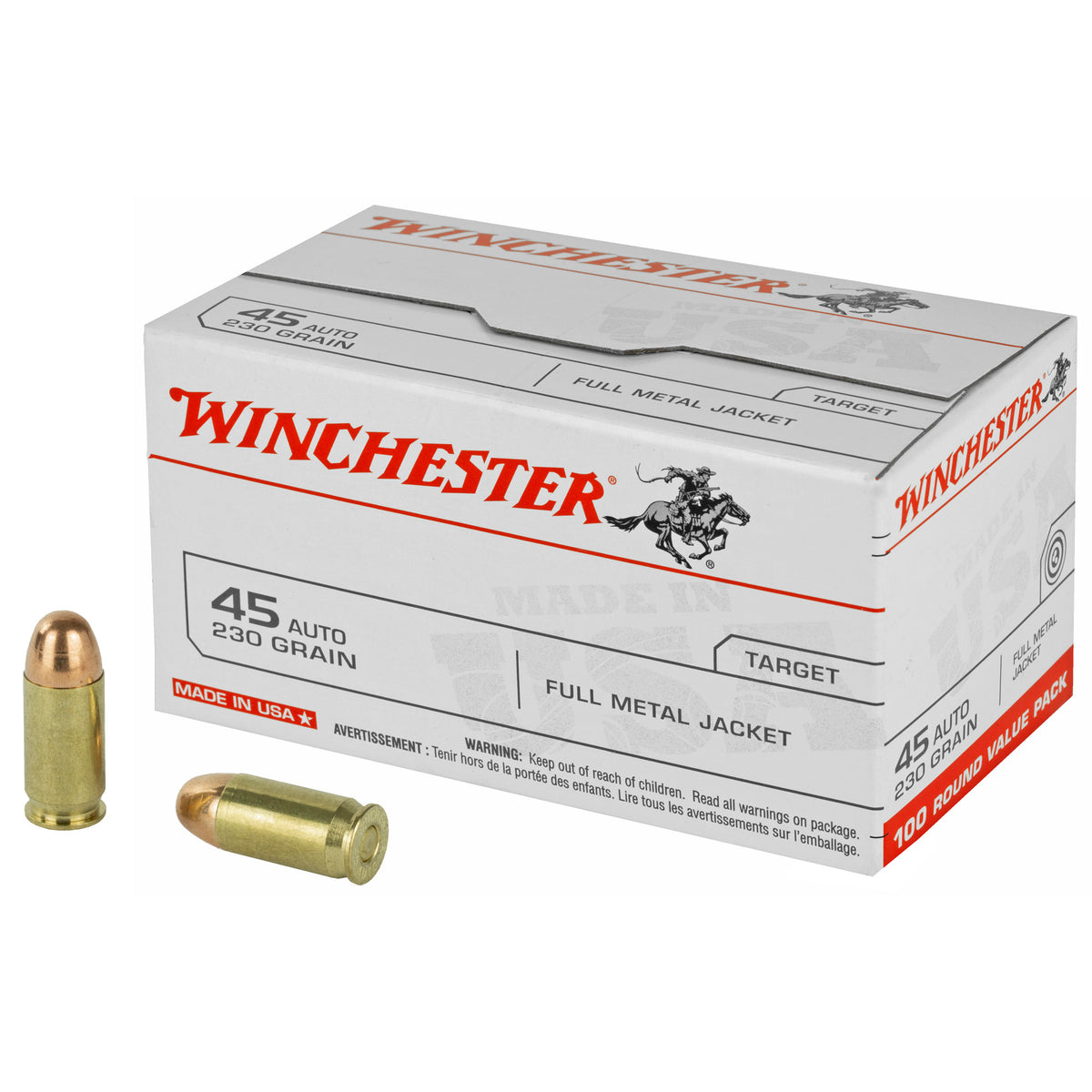 Winchester .45 ACP/Auto USA45AVP USA Value Pack Full Metal Jacket FMJ 230 Grain