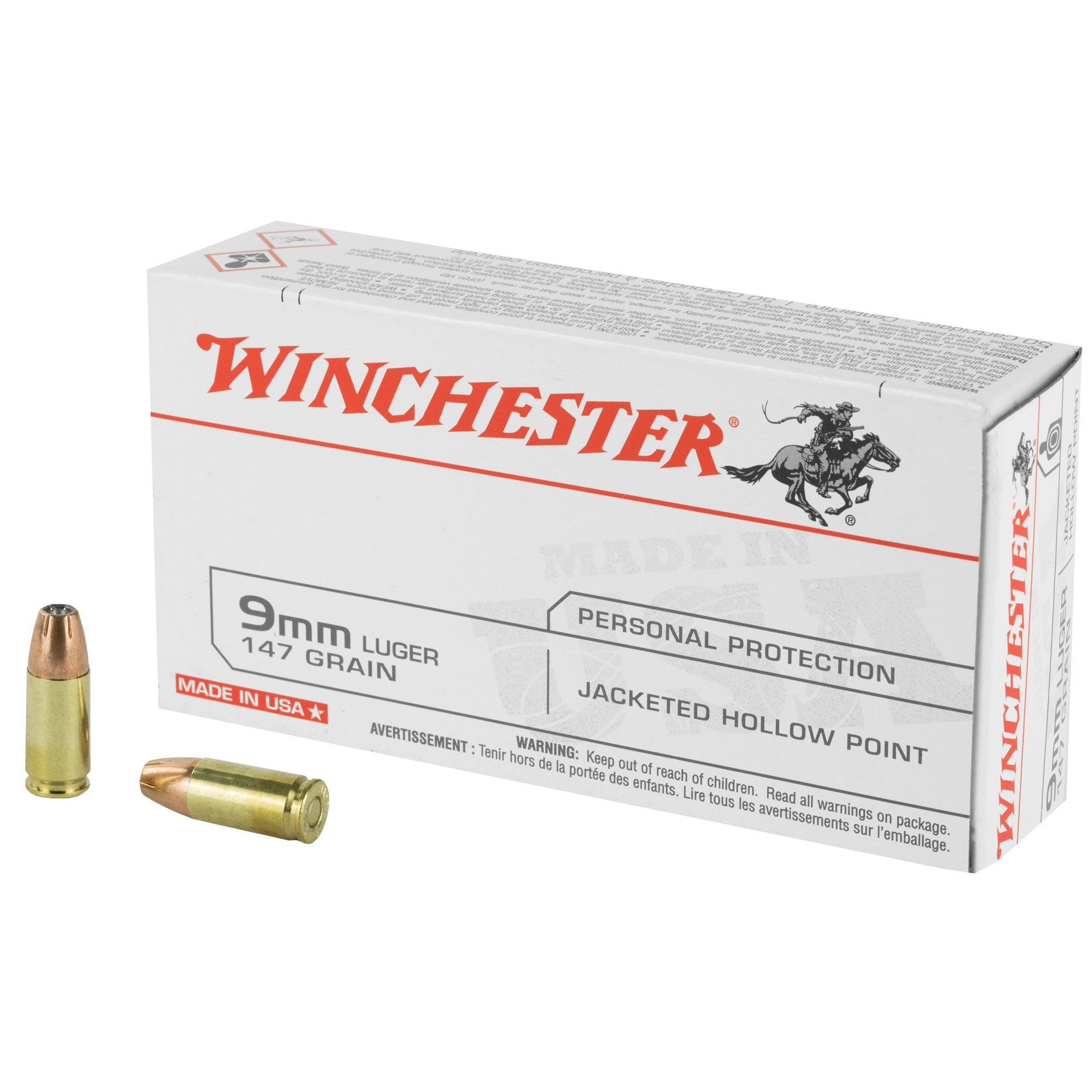 Winchester 9mm Luger/Parabellum USA9JHP2 USA Jacketed Hollow Point JHP 147 Grain