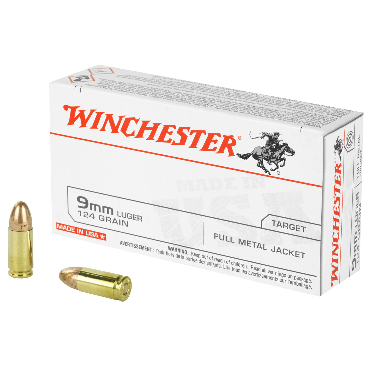 Winchester 9mm Luger/Parabellum USA9MM USA Full Metal Jacket FMJ 124 Grain