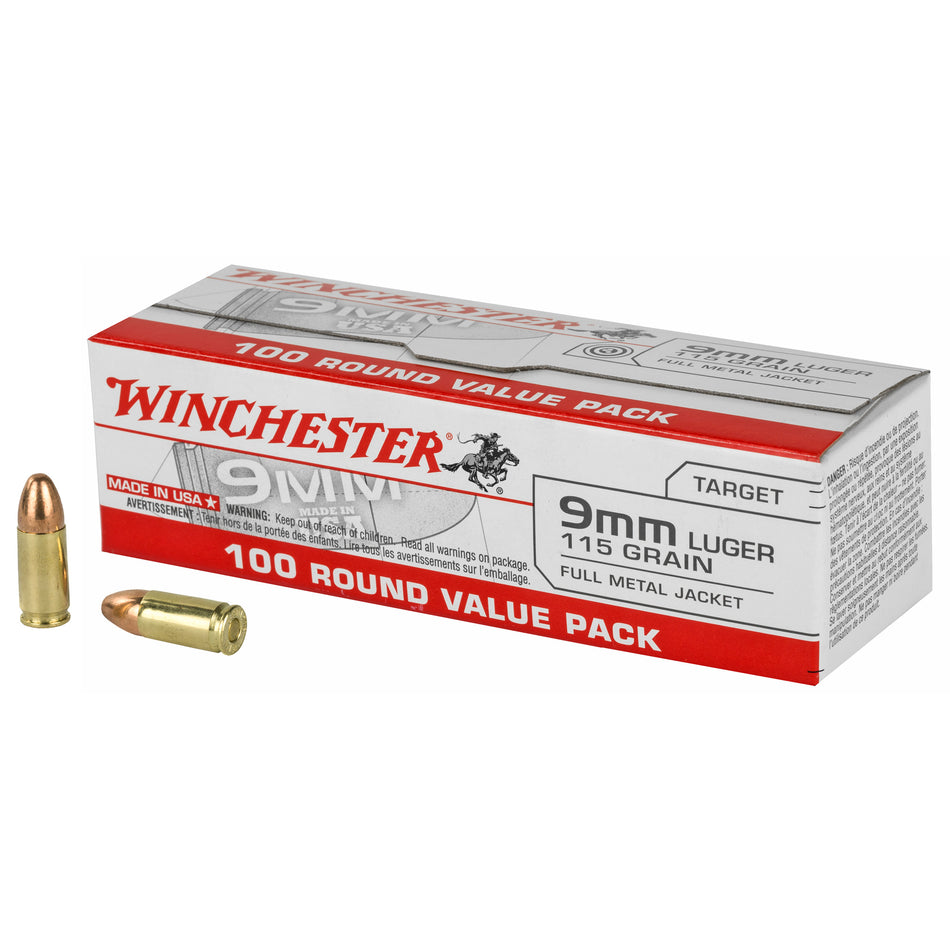 Winchester 9mm Luger/Parabellum USA9MMVPY USA Value Pack Full Metal Jacket FMJ 115 Grain