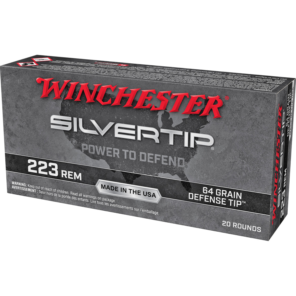 Winchester .223 Remington W223ST Silvertip Defense Tip 64 Grain