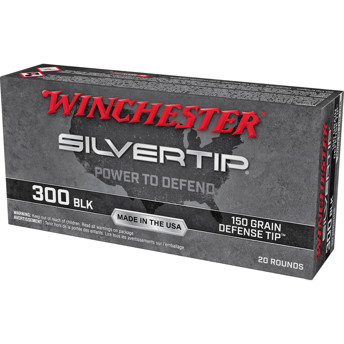 Winchester .300 AAC Blackout W300ST Silvertip Defense Tip 150 Grain