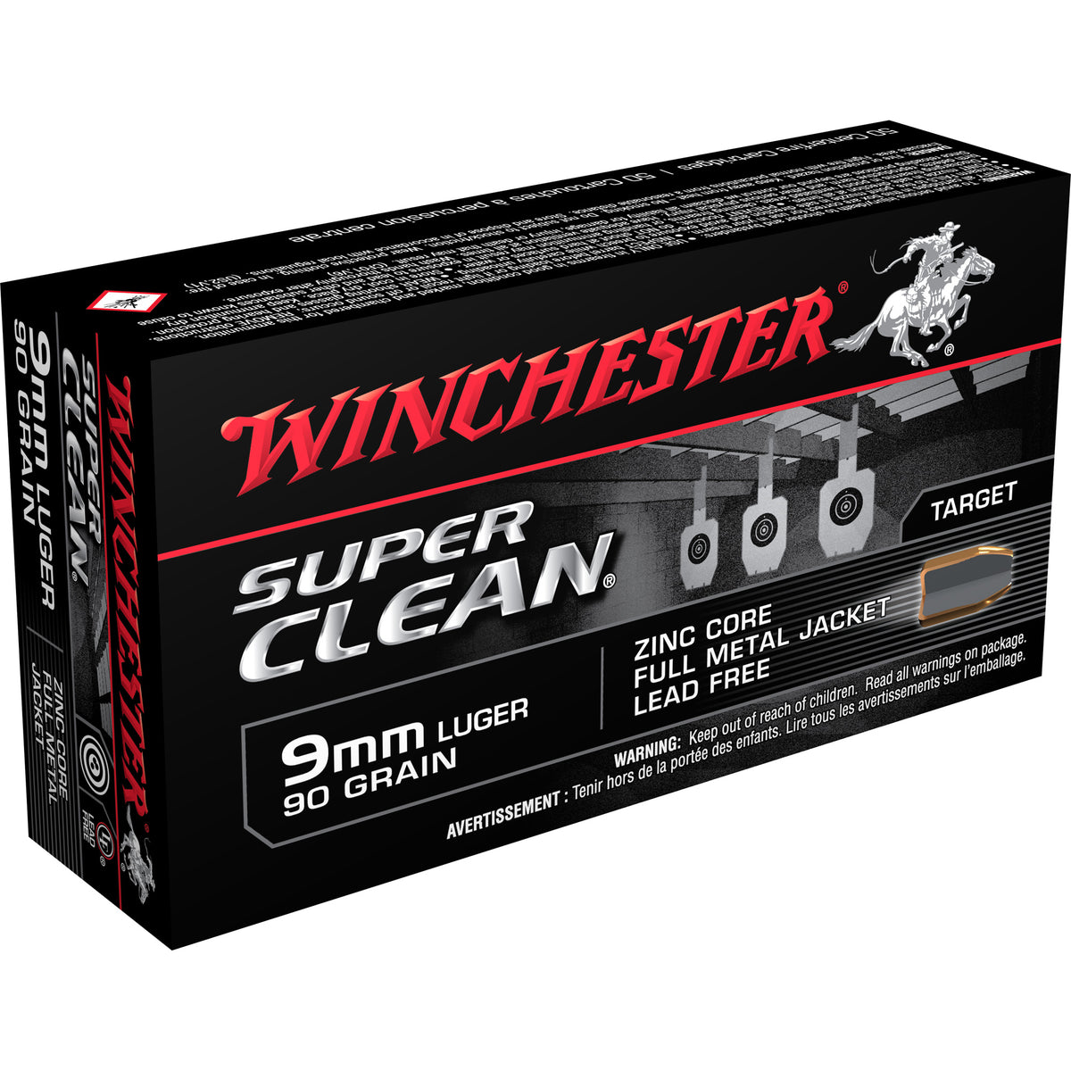 Winchester 9mm Luger/Parabellum W9MMLF Super Clean Lead Free Full Metal Jacket 90 Grain