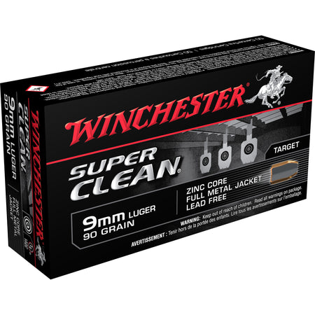 Winchester 9mm Luger/Parabellum W9MMLF Super Clean Lead Free Full Metal Jacket 90 Grain