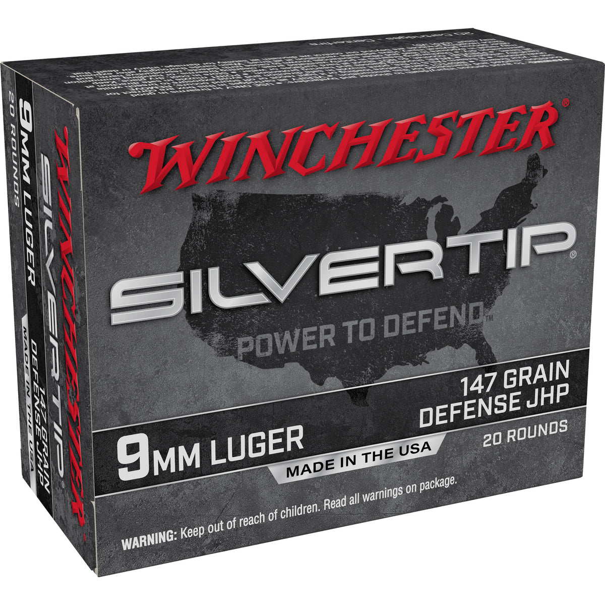 Winchester 9mm Luger/Parabellum W9MMST2 Silvertip Defense Silvertip Jacket Hollow Point 147 Grain