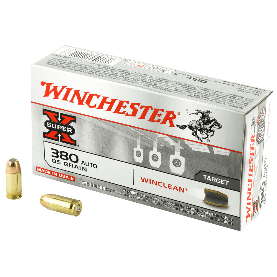 Winchester .380 ACP/Auto WC3801 Super-X WinClean Winclean Brass Enclosed Base 95 Grain