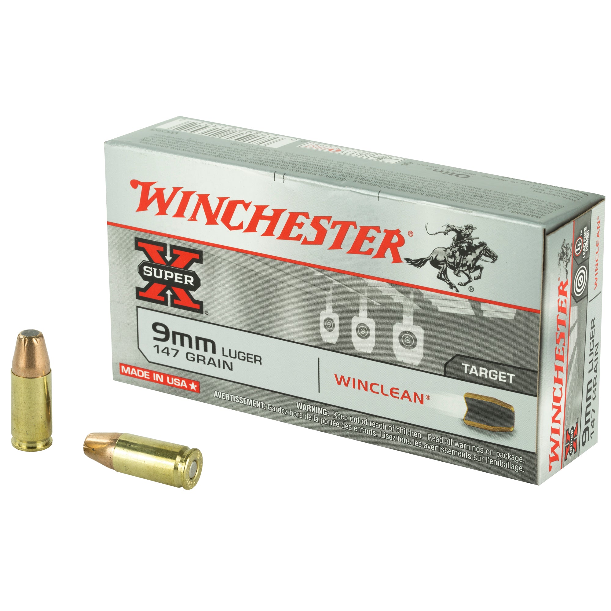 Winchester 9mm Luger/Parabellum WC93 Super-X LEAD-FREE Winclean Brass Enclosed Base 147 Grain