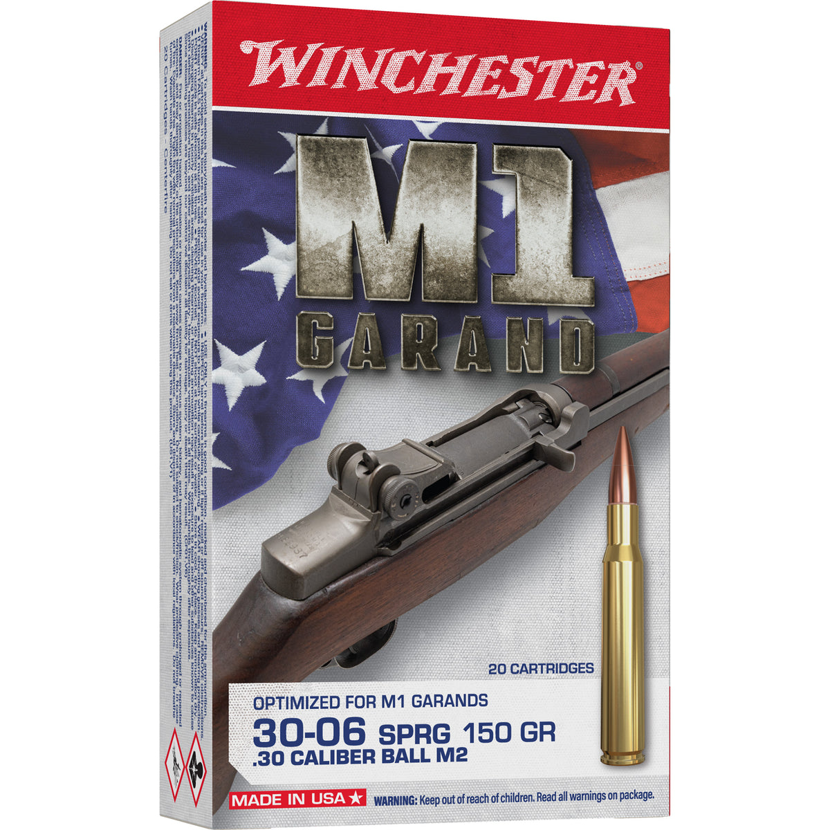 Winchester .30-06 Springfield WIN3006M2 Active Duty M2 Full Metal Jacket FMJ 150 Grain