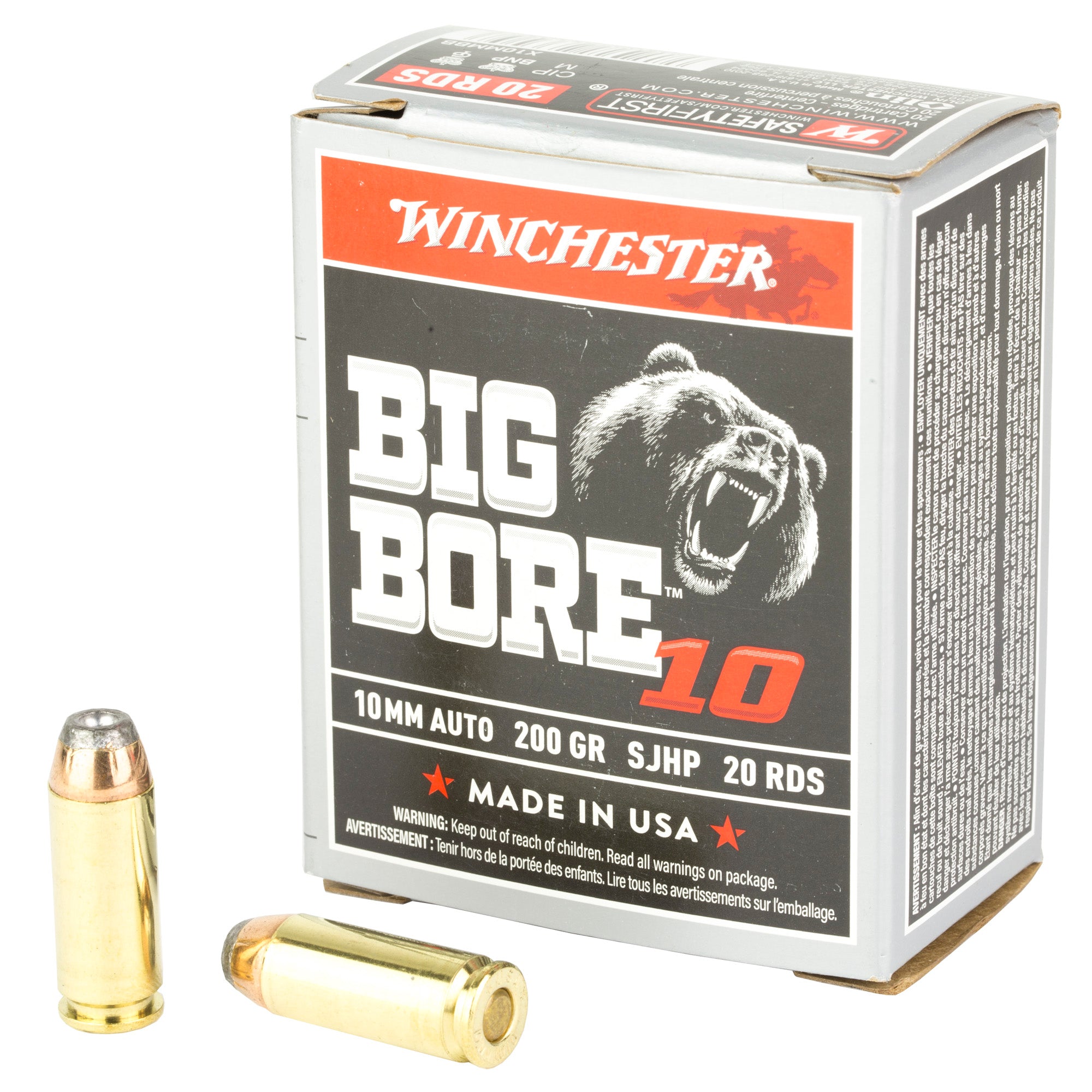 Winchester 10mm Auto X10MMBB Big Bore Semi Jacketed Hollow Point HP 200 Grain