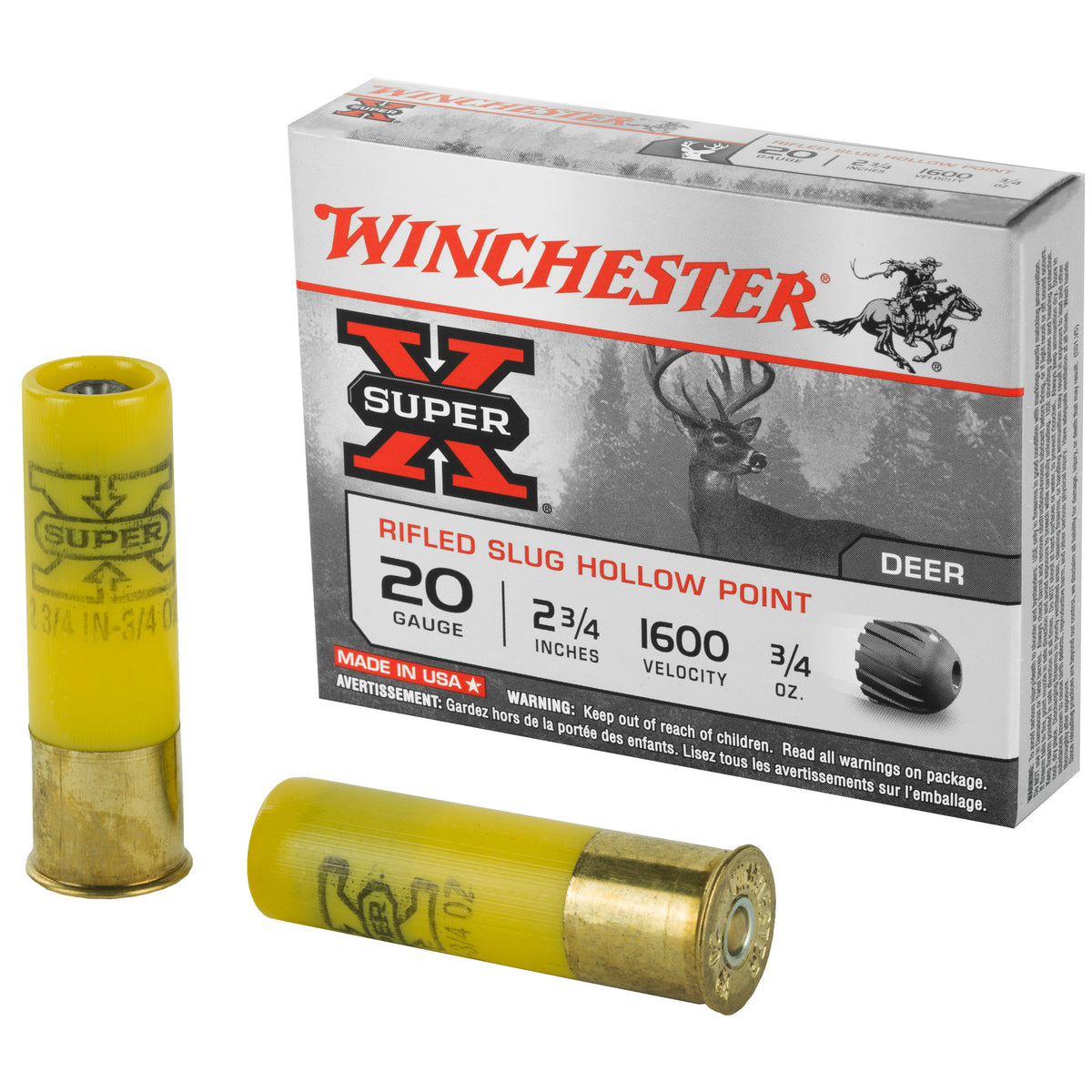 Winchester 20 Gauge X20RSM5 Super X Slugs 2.75" 3/4oz Rifled Slug