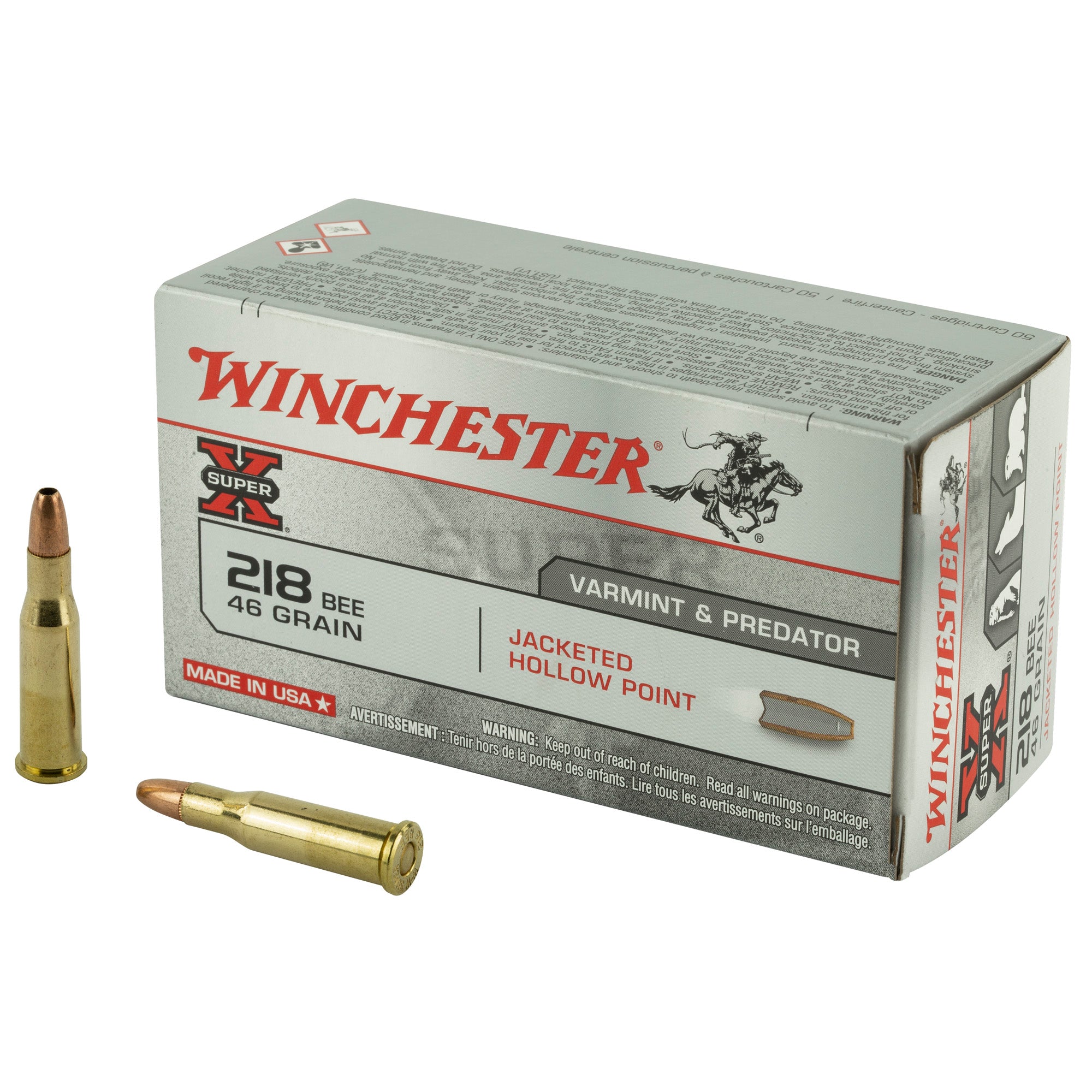 Winchester .218 Bee X218B Super X Jacketed Hollow Point JHP 46 Grain