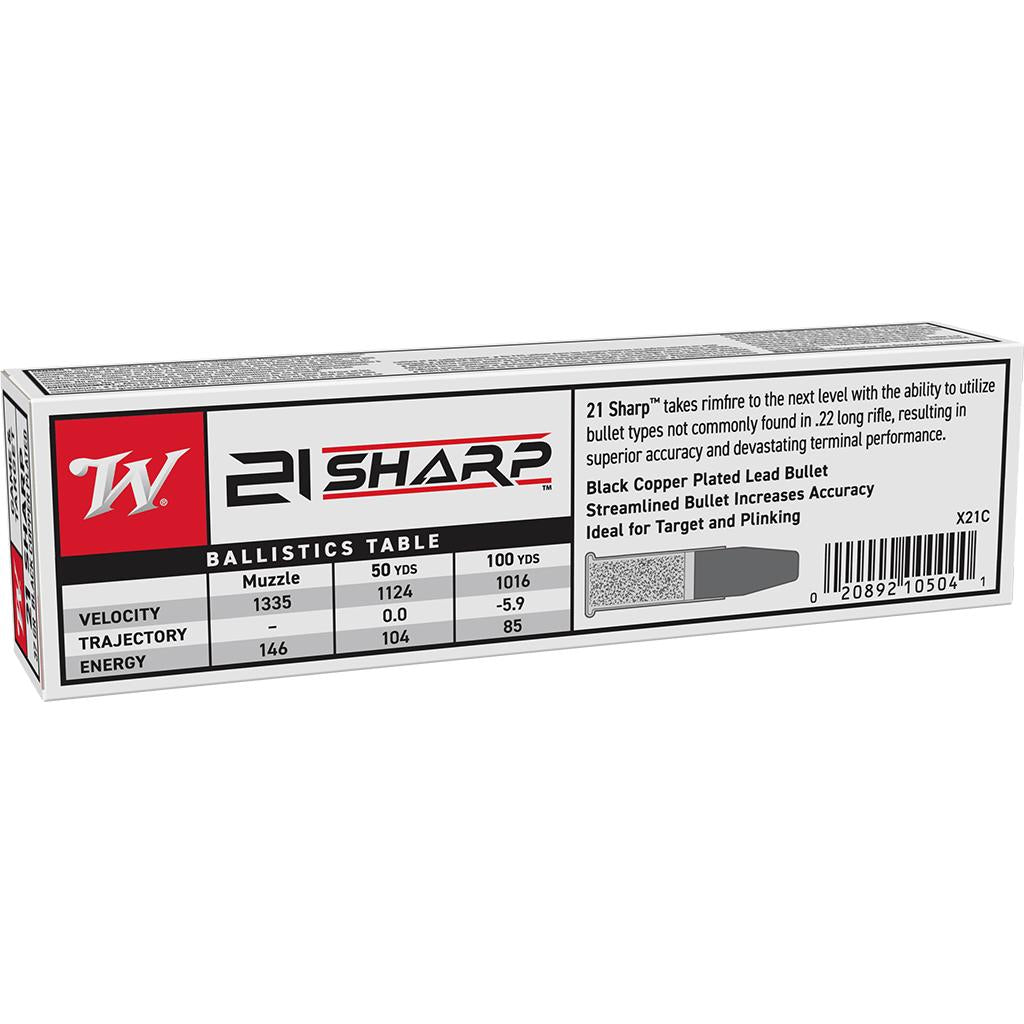 Winchester .21 Sharp Rimefire Ammo Game & Target LEAD SOLID Solid 37 grain 