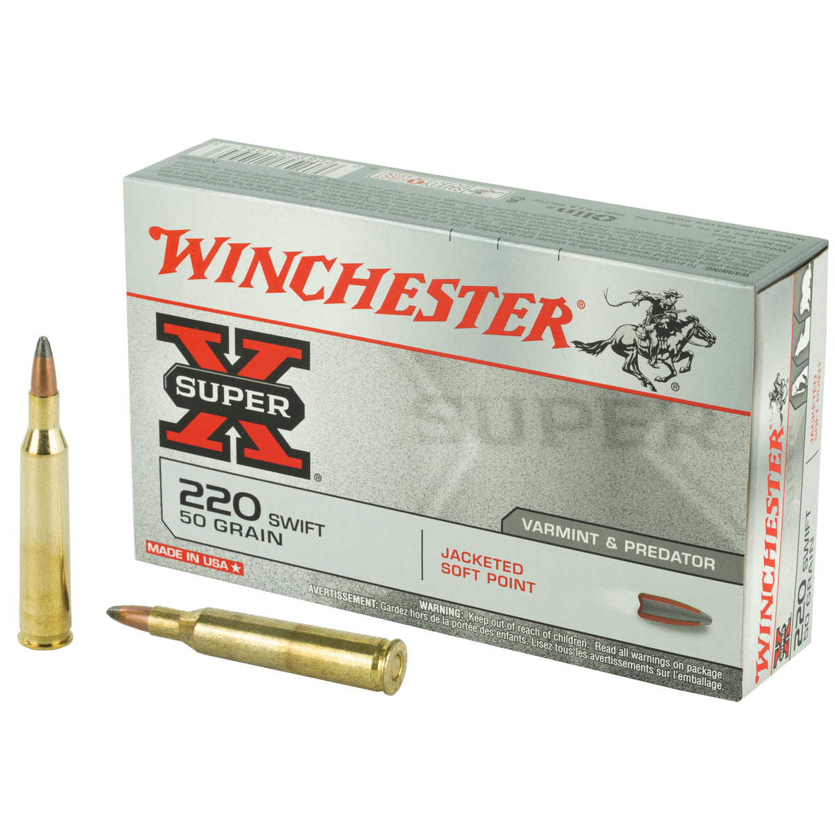 Winchester .220 Swift X220S Super-X Jacketed Soft Point JSP 50 Grain