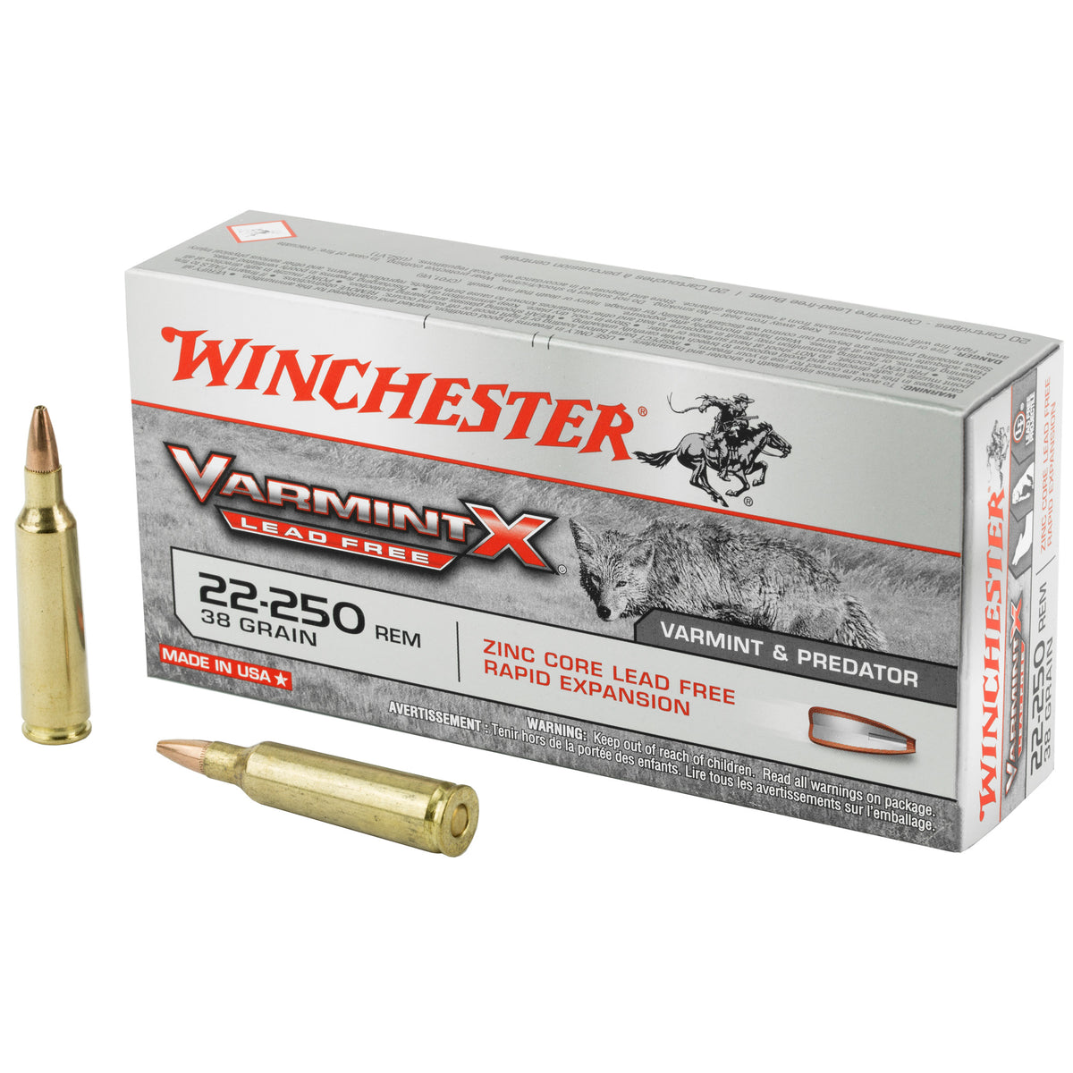 Winchester .22-250 Remington X22250PLF Varmint X Lead Free Lead Free Polymer Tip Rapid Expansion 38 Grain