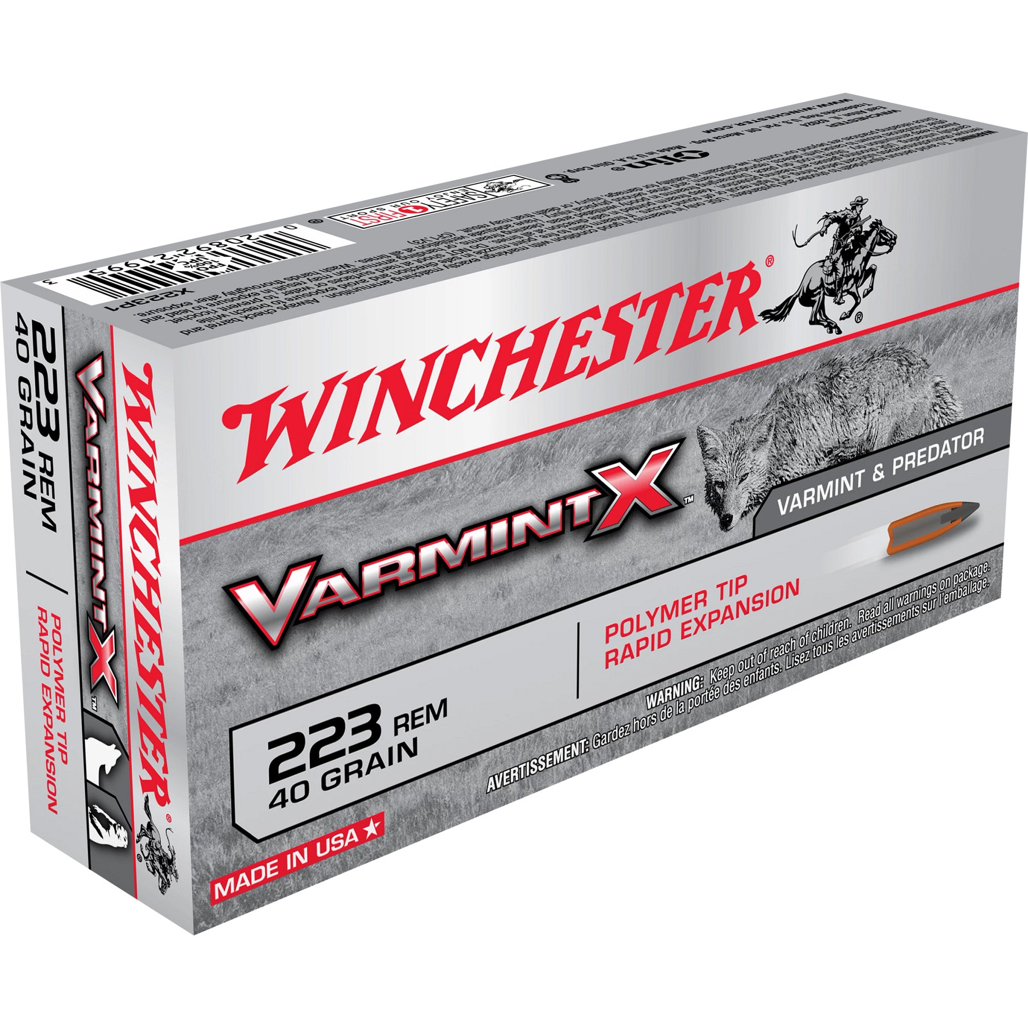 Winchester .223 Remington X223P Varmint X Polymer Tip PT 55 Grain