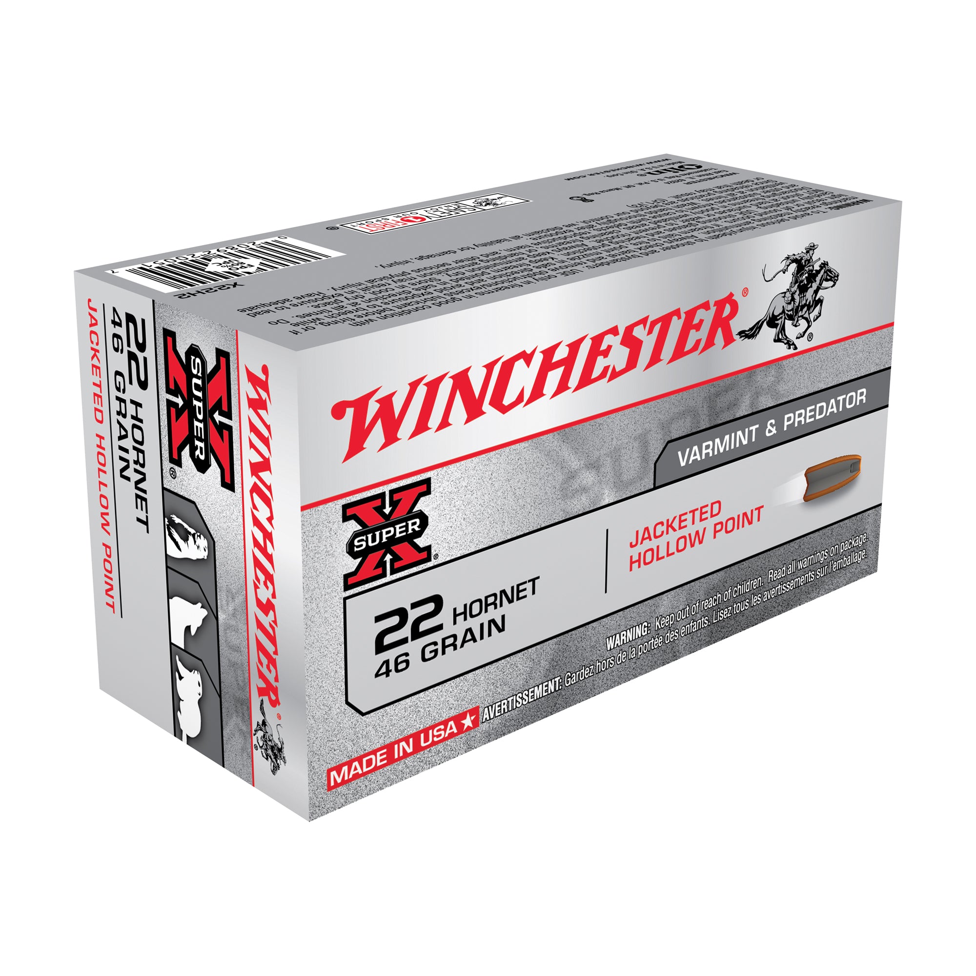 Winchester .22 Hornet X22H2 Super-X Jacketed Hollow Point JHP 46 Grain