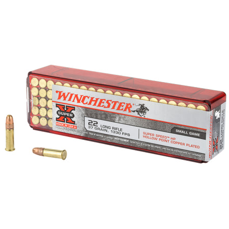 Winchester .22 Long Rifle Rimefire Ammo Super X Super Speed Copper Plated Hollow Point JHP 37 grain 