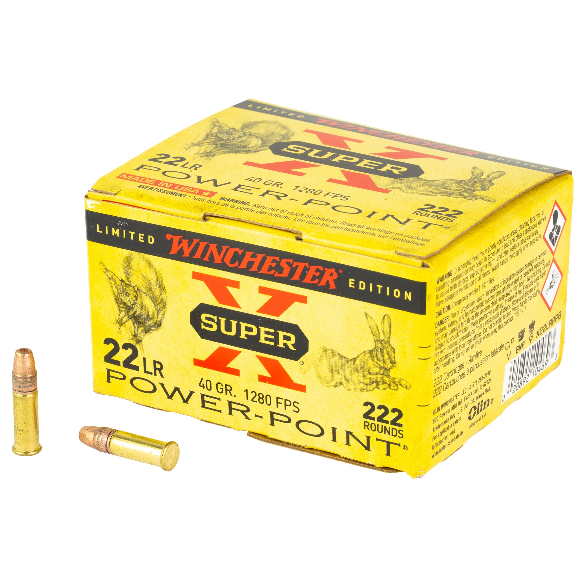 Winchester X22LRPPB Super-X Power-Point Plated Hollow Point 40 Grain .22 Long Rifle 1280 fps