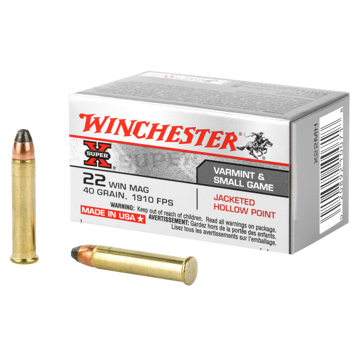 Winchester .22 WMR X22MH Super-X Jacketed Hollow Point JHP 40 Grain