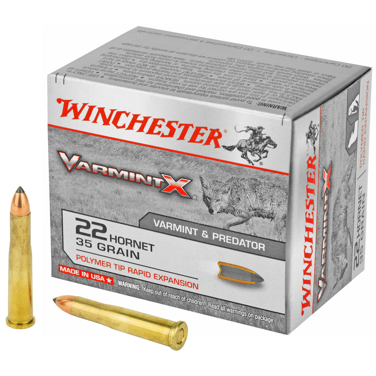 Winchester .22 Hornet X22P Varmint X Polymer Tip Rapid Expansion 35 Grain