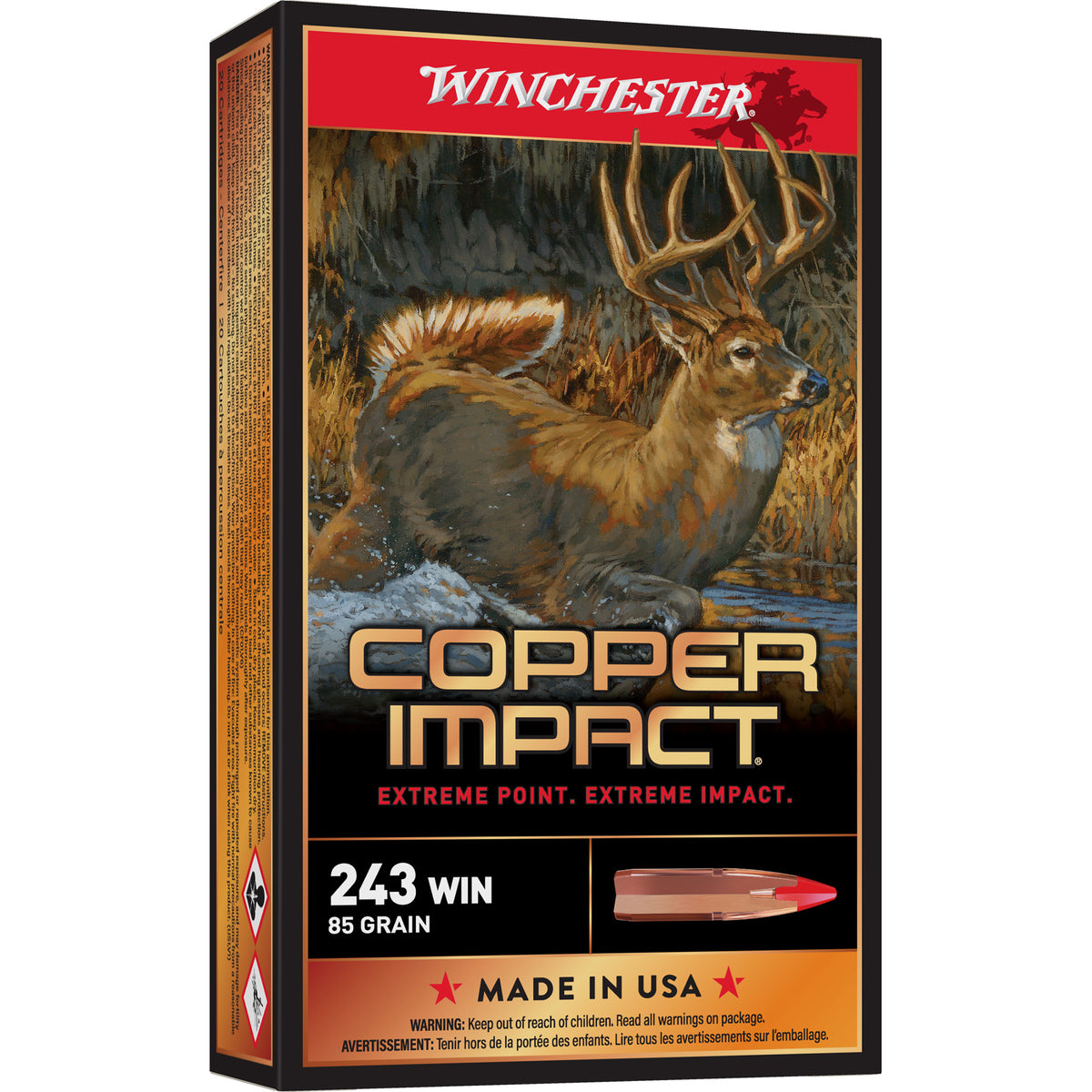Winchester .243 Winchester X243CLF Deer Season XP Copper Impact Copper Extreme Point Lead-Free 85 Grain