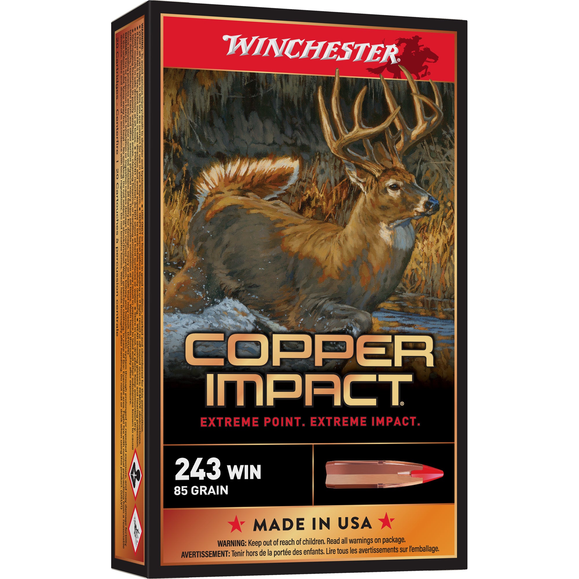 Winchester .243 Winchester X243CLF Deer Season XP Copper Impact Copper Extreme Point Lead-Free 85 Grain
