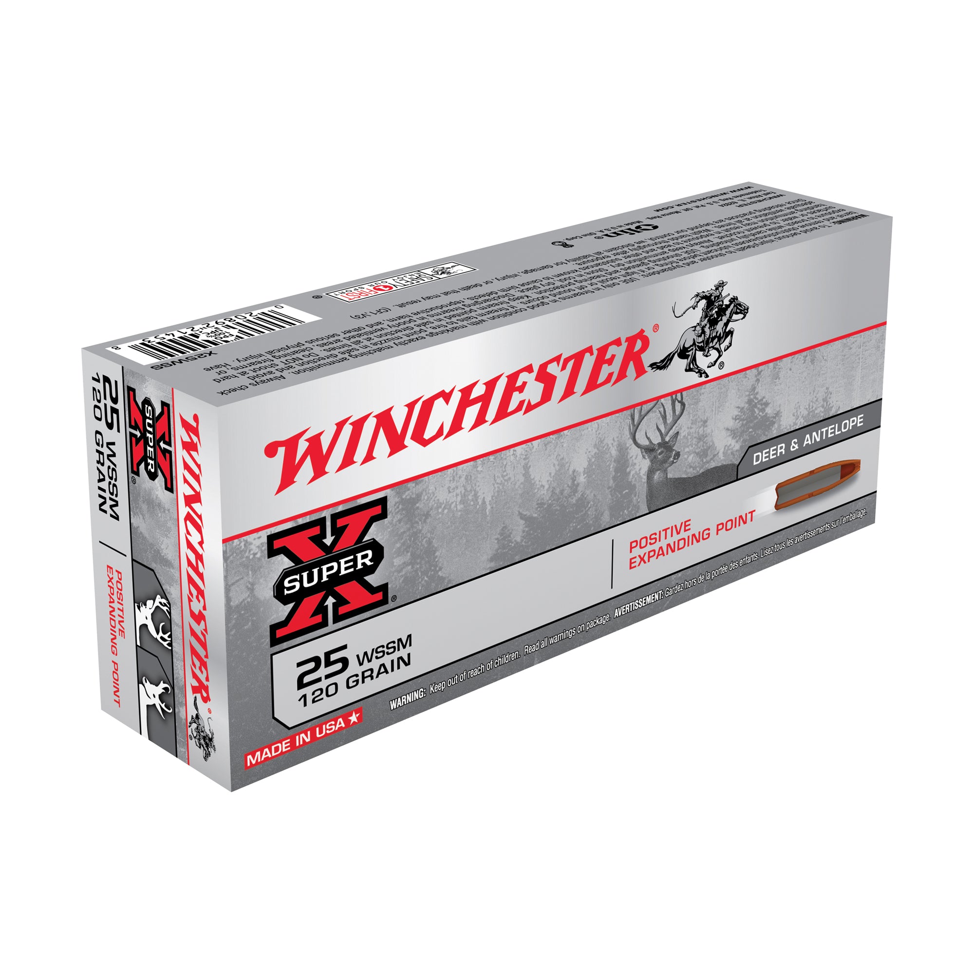 Winchester .25 WSSM X25WSS Super-X Positive Expanding Point 120 Grain