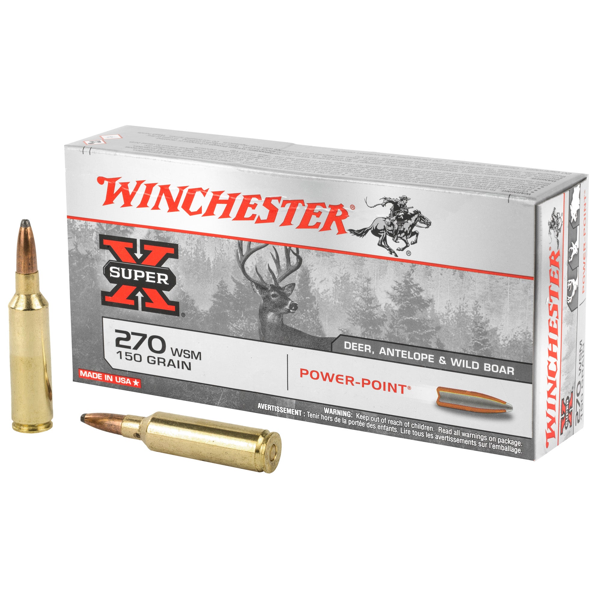 Winchester .270 WSM X270WSM Super-X Power-Point Pointed Soft Point PSP 150 Grain
