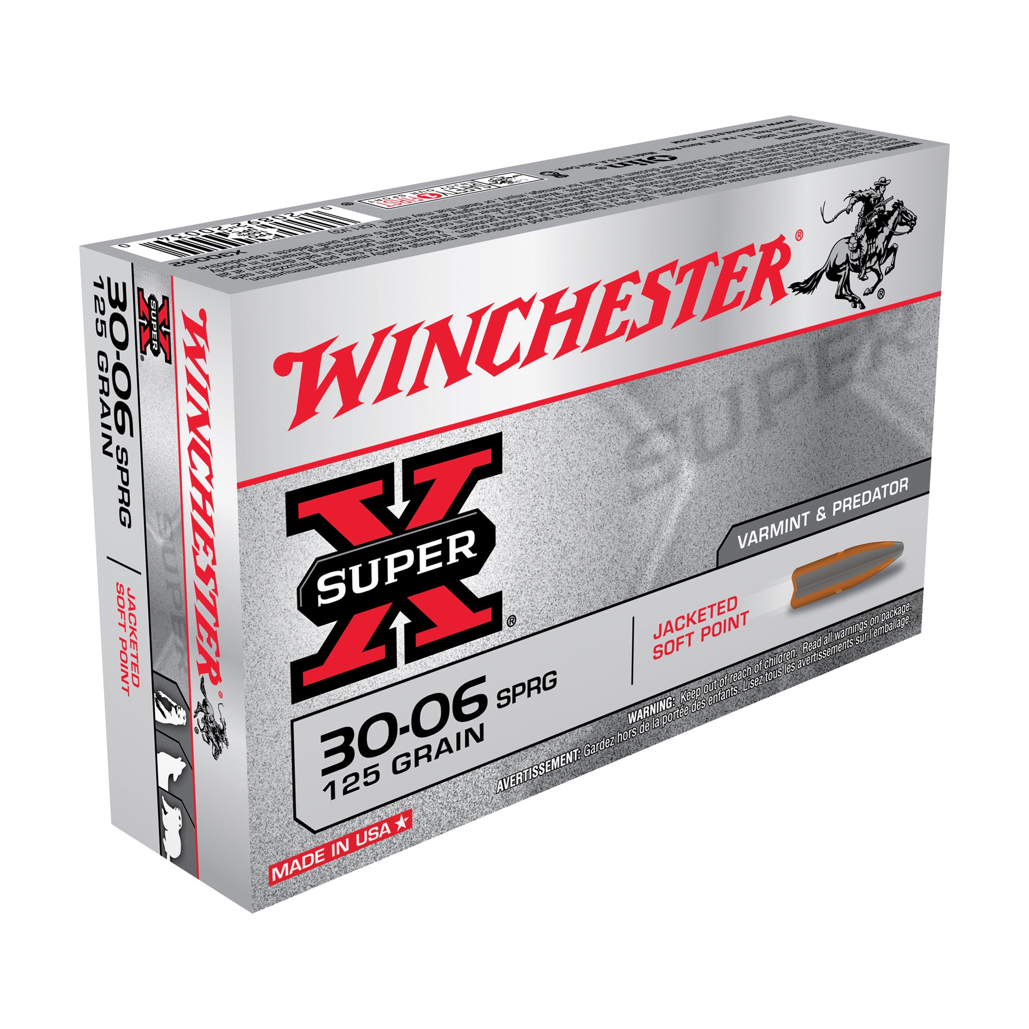 Winchester .30-06 Springfield X30062 Super-X Pointed Soft Point PSP 125 Grain
