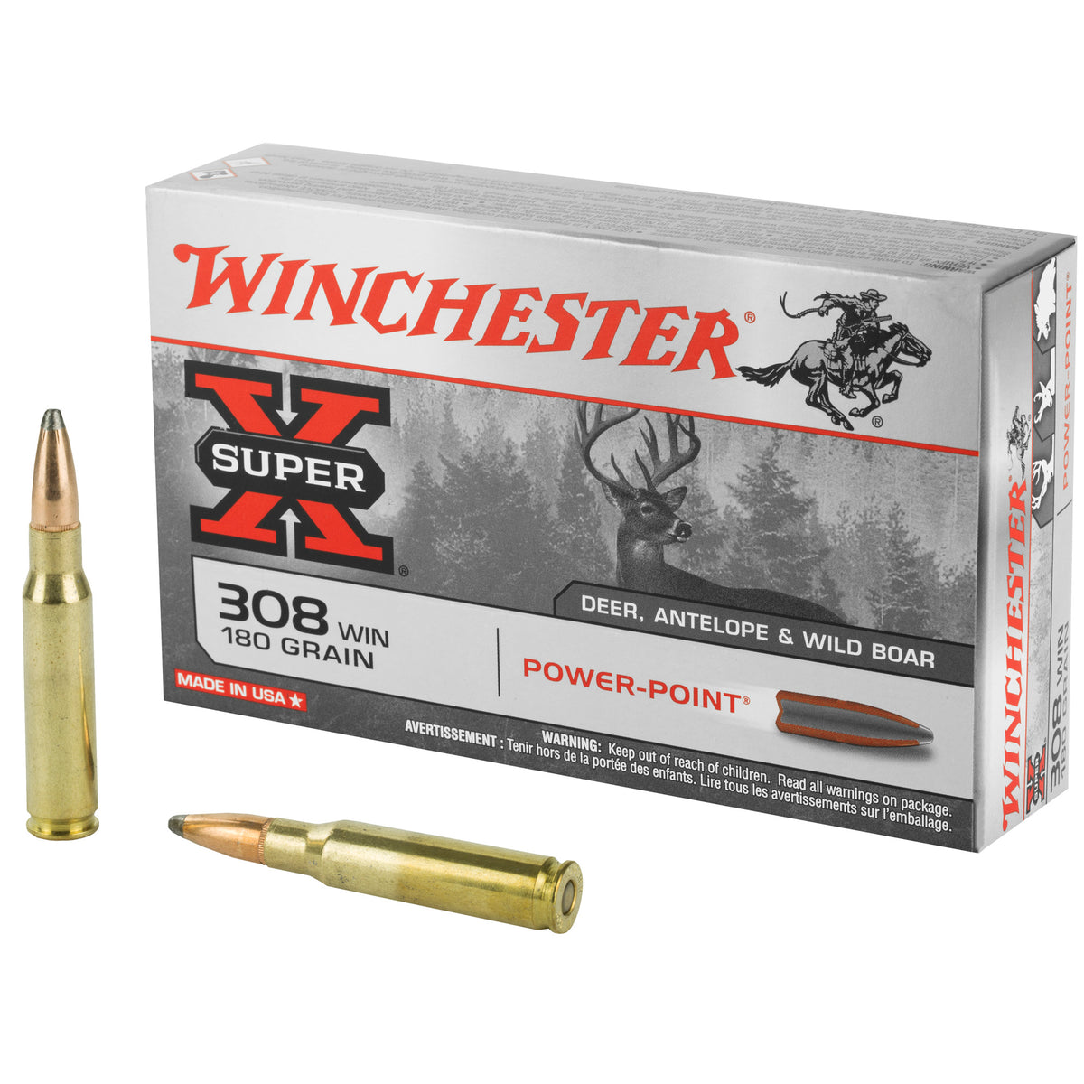 Winchester .308 Win / 7.62x51mm X3086 Super-X Power-Point Pointed Soft Point PSP 180 Grain