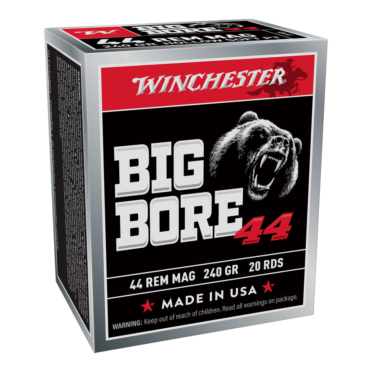 Winchester .44 Magnum X44MBB Big Bore Semi Jacketed Hollow Point HP 240 Grain